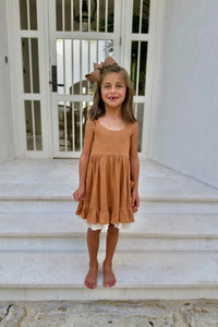SS Girl's Dress Tilly Pocket Dress (mocha linen)
