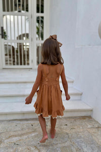 SS Girl's Dress Tilly Pocket Dress (mocha linen)