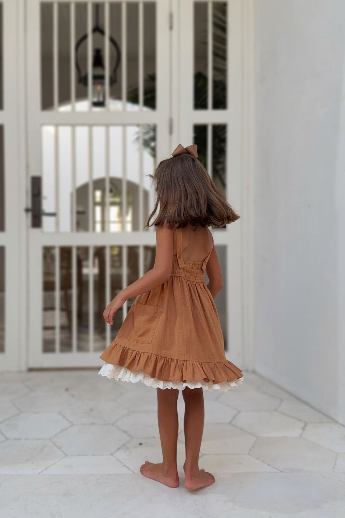 SS Girl's Dress Tilly Pocket Dress (mocha linen)