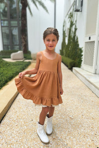SS Girl's Dress Tilly Pocket Dress (mocha linen)