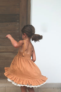 SS Girl's Dress Tilly Pocket Dress (mocha linen)
