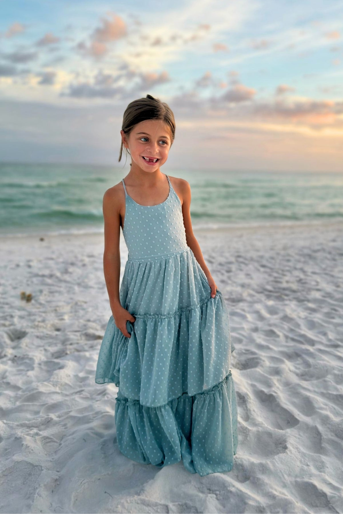 SS Girl's Dress Wendy Dress (blue swiss dot)