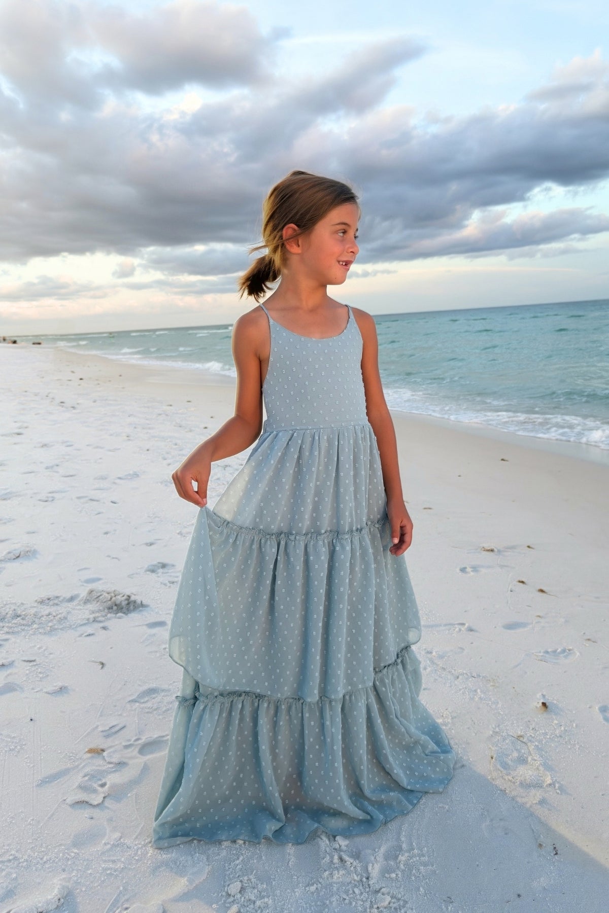 SS Girl's Dress Wendy Dress (blue swiss dot)