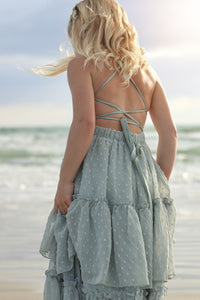SS Girl's Dress Wendy Dress (sage swiss dot)