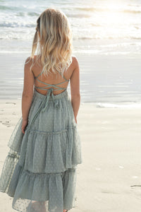 SS Girl's Dress Wendy Dress (sage swiss dot)