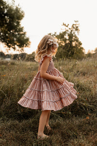 SS Girl's Dress Pia Dress (brown gingham)