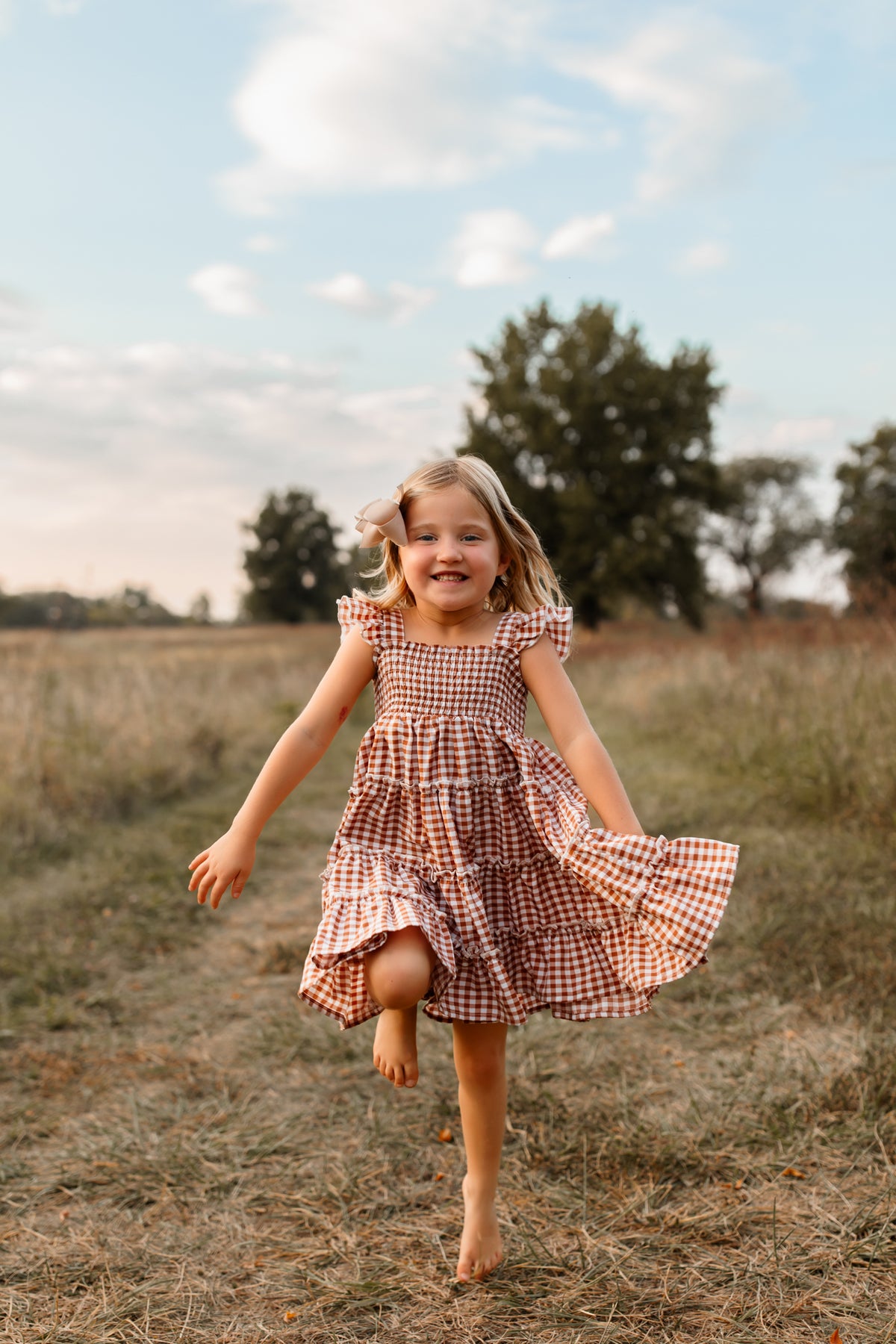SS Girl's Dress Pia Dress (brown gingham)