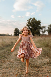SS Girl's Dress Pia Dress (brown gingham)