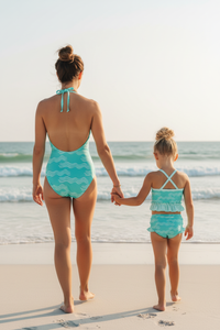 LB Women's Swim Women's Halter One Piece (aqua waves)