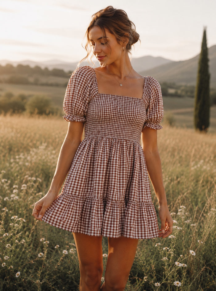 SS Women's Dress Women's Karina Mini (brown gingham)