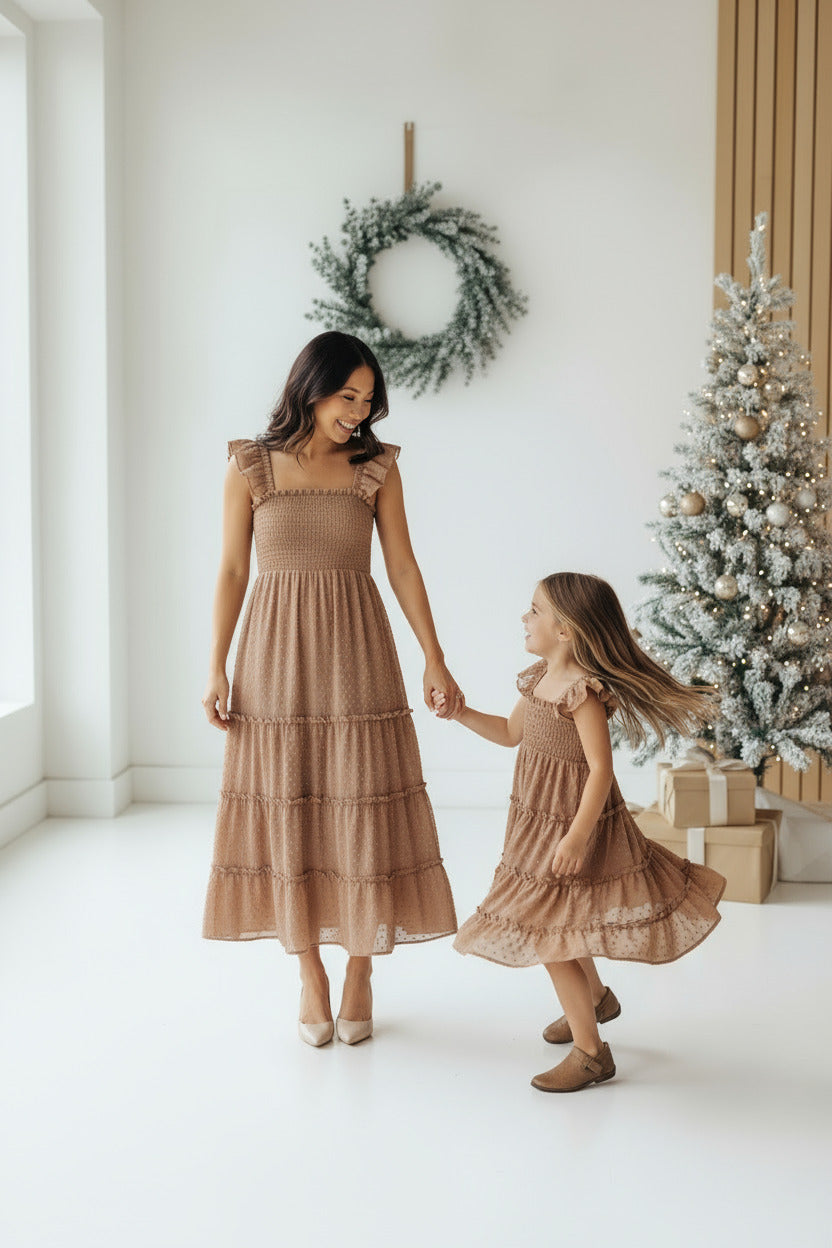 SS Women's Dress Women's Pia Dress (mocha swiss dot)
