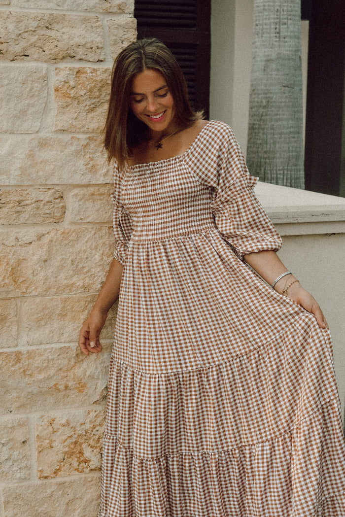 SS Women's Dress Women's Pippa Maxi (brown gingham)