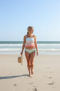 LB Women's Swim Women's Smocked Tankini Set (peach ombre)