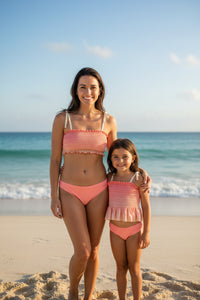 LB Women's Swim Women's Smocked Tankini Set (sunrise ombre)