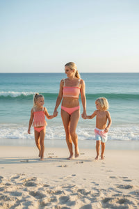 LB Women's Swim Women's Smocked Tankini Set (sunrise ombre)