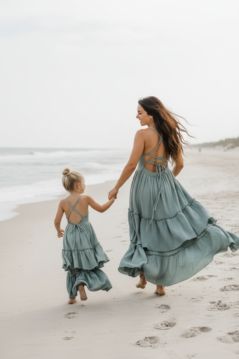 SS Girl's Dress Wendy Dress (soft teal muslin)