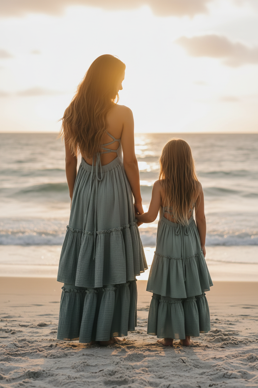 SS Girl's Dress Wendy Dress (soft teal muslin)