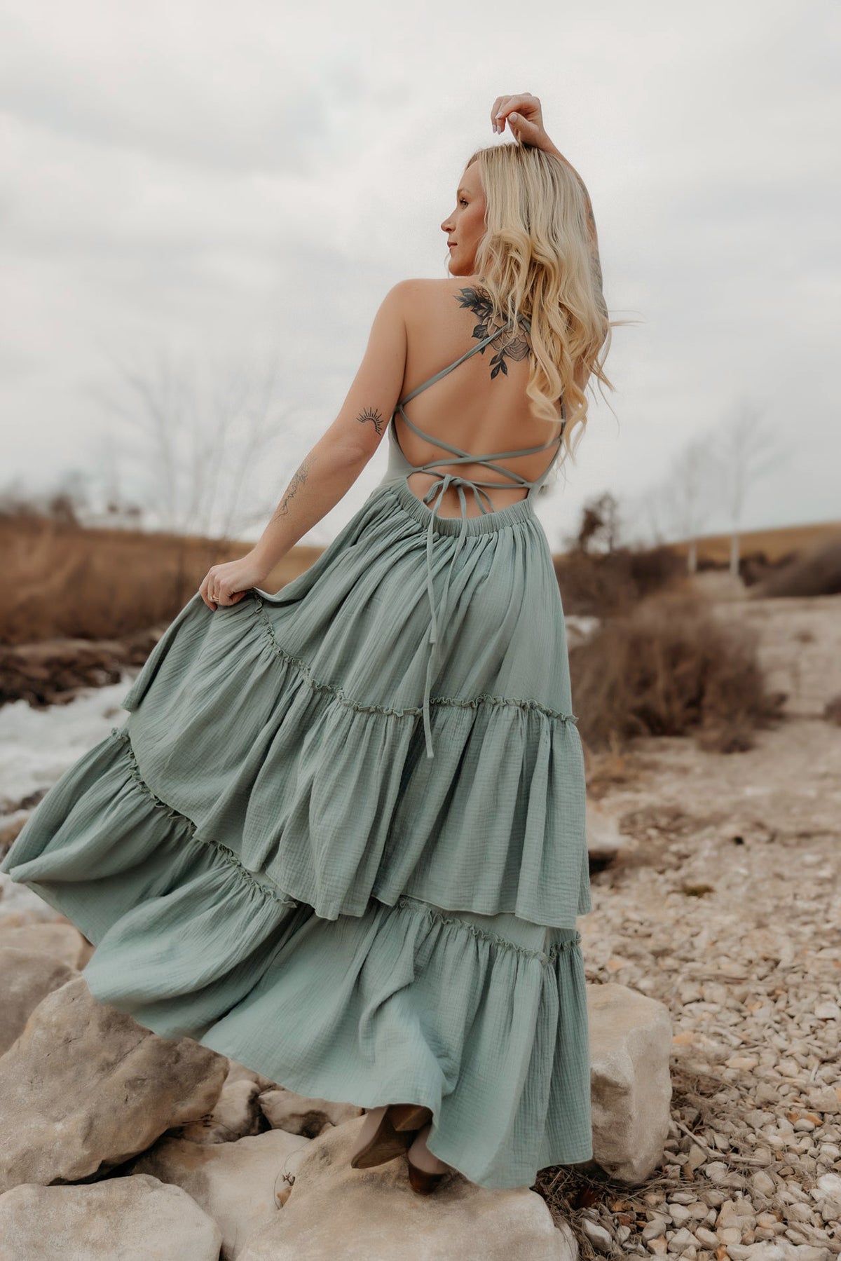 SS Women's Dress Women's Wendy Dress (soft teal muslin)