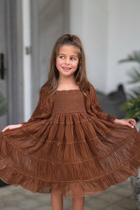 SS Girl's Dress Karina Dress (mocha chiffon)