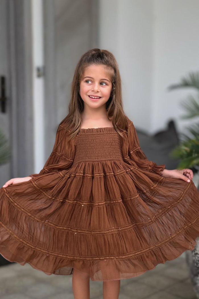 SS Girl's Dress Karina Dress (mocha chiffon)
