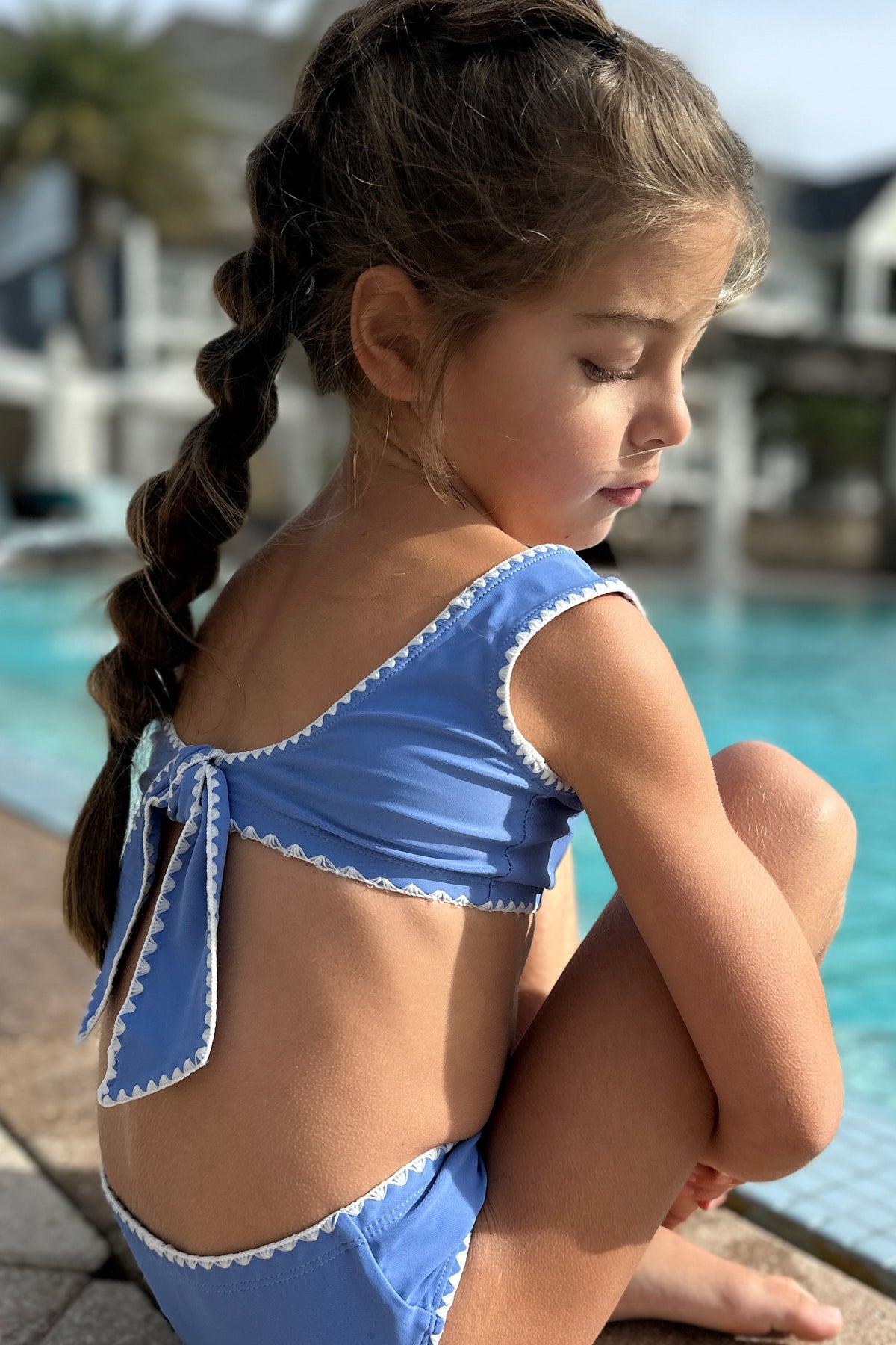 LB Girl's Swim Scoopback Set (bluebird embroidered)