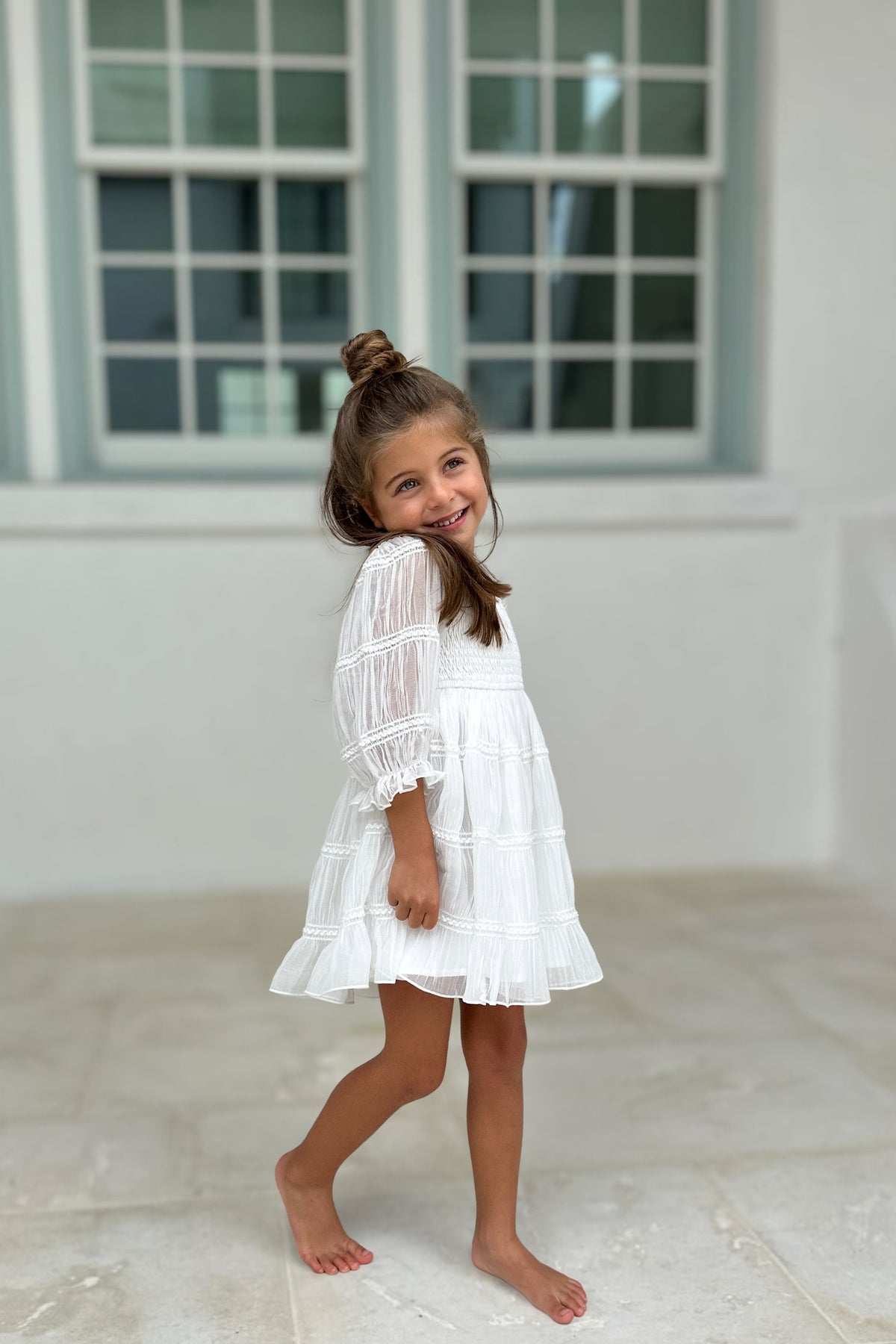 SS Girl's Dress Karina Dress (white chiffon)