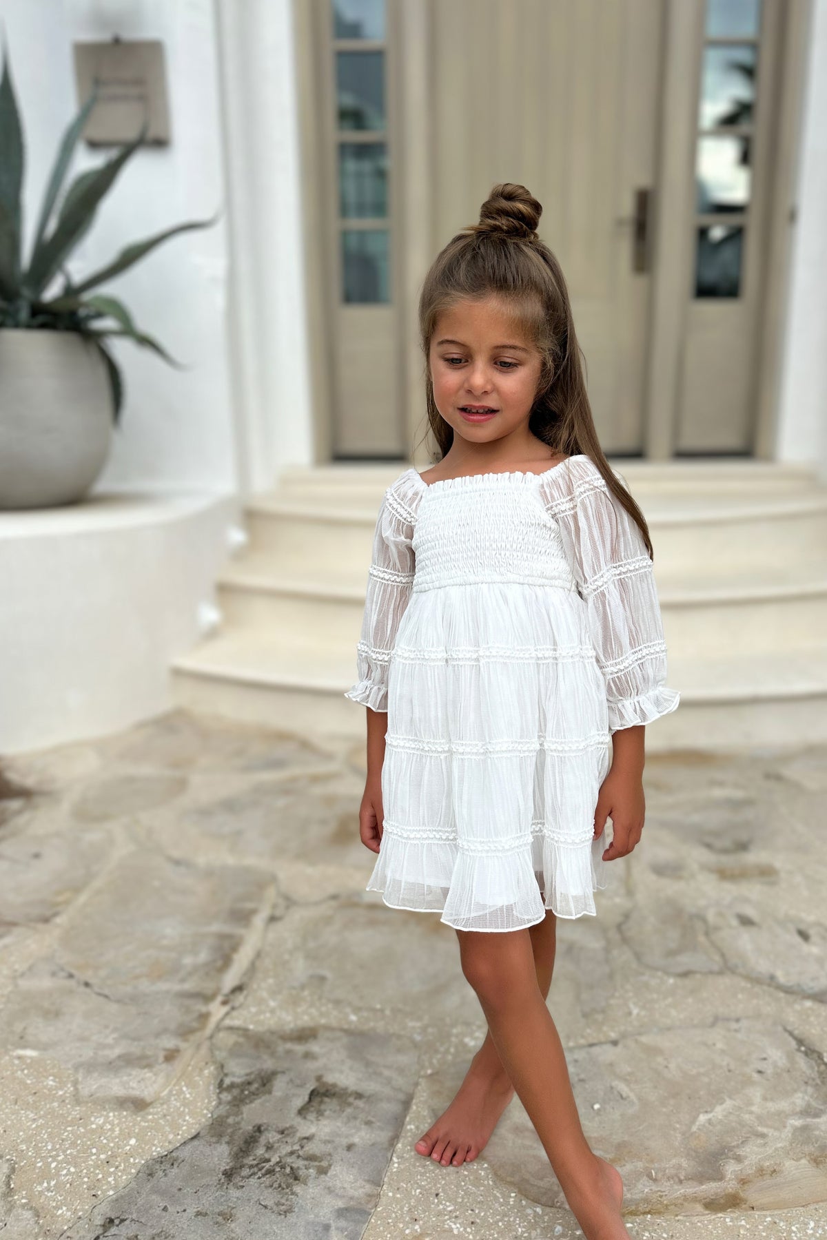 SS Girl's Dress Karina Dress (white chiffon)