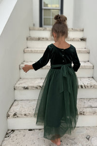 SS Girl's Dress Gracie Dress (forest velvet tulle)