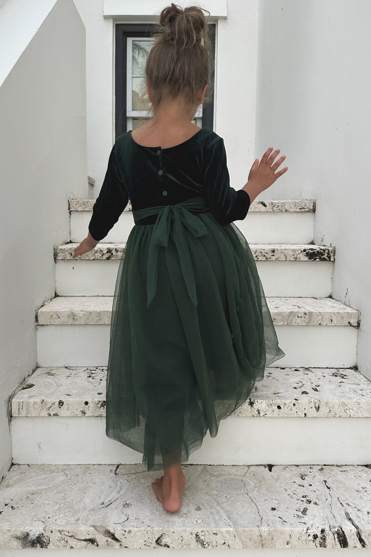 SS Girl's Dress Gracie Dress (forest velvet tulle)