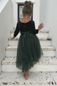 SS Girl's Dress Gracie Dress (forest velvet tulle)