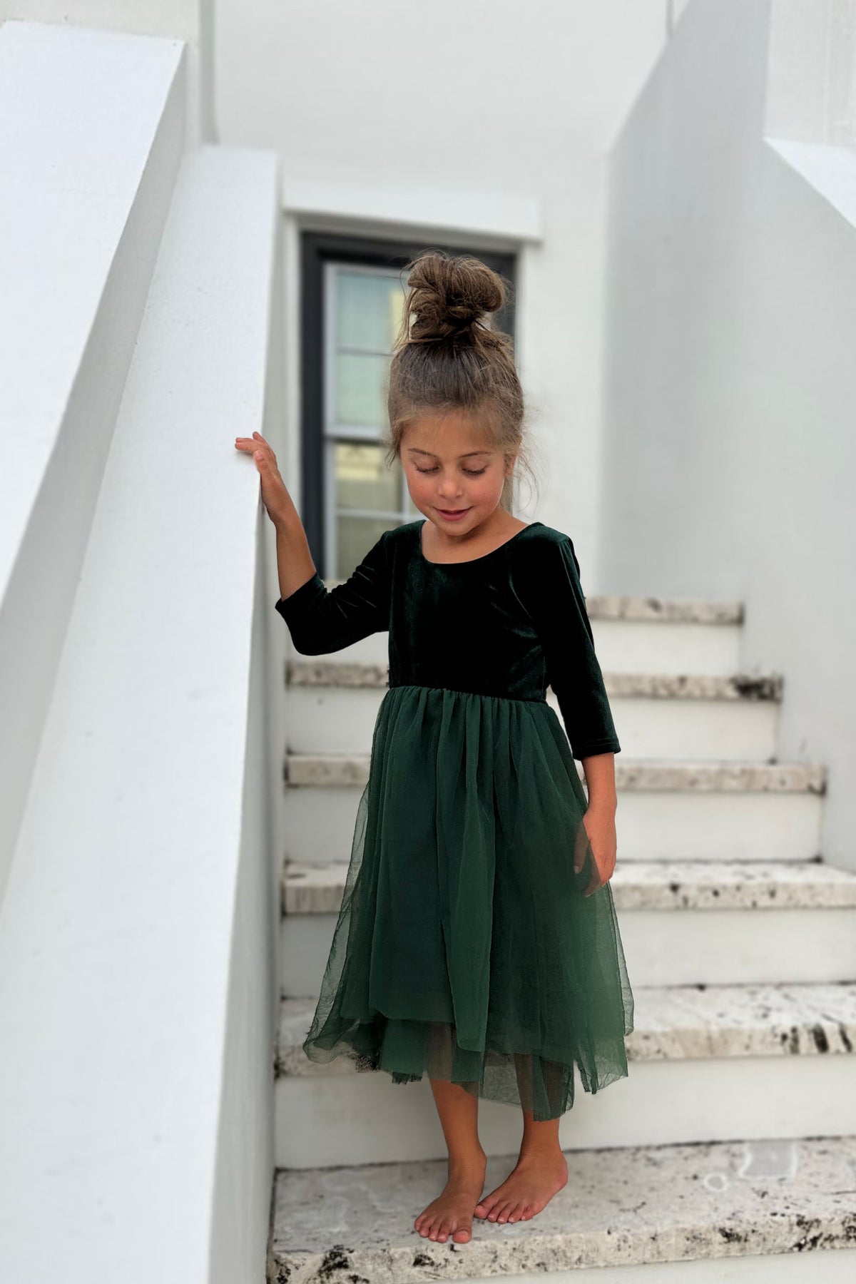 SS Girl's Dress Gracie Dress (forest velvet tulle)
