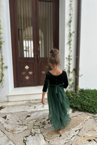 SS Girl's Dress Gracie Dress (forest velvet tulle)