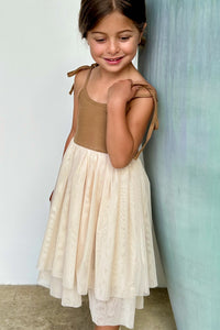 SS Girl's Dress Jodi Twirl (two-tone mocha tulle)