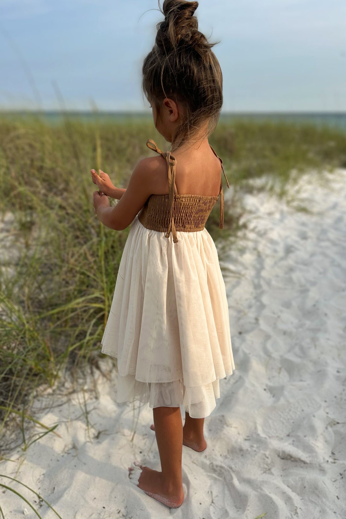 SS Girl's Dress Jodi Twirl (two-tone mocha tulle)