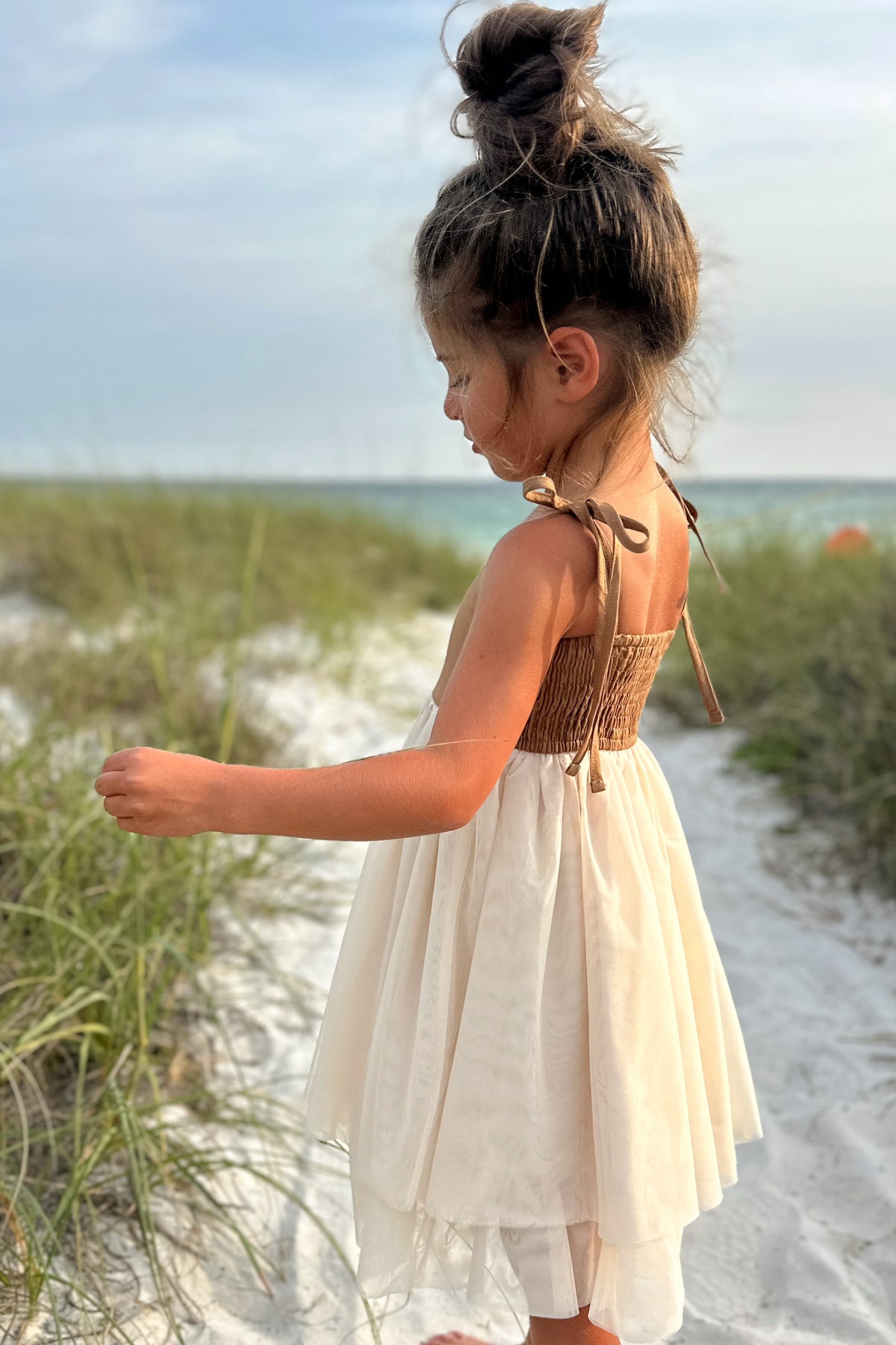 SS Girl's Dress Jodi Twirl (two-tone mocha tulle)