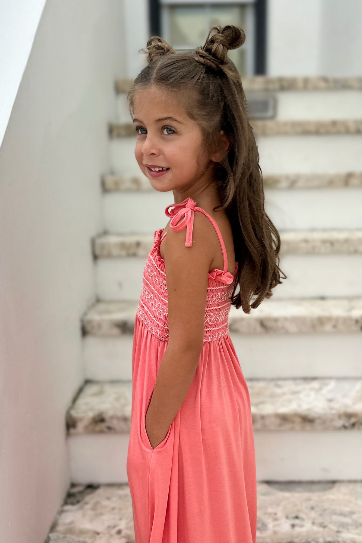 LB Girl's Dress Stella Maxi (shell pink) FINAL SALE