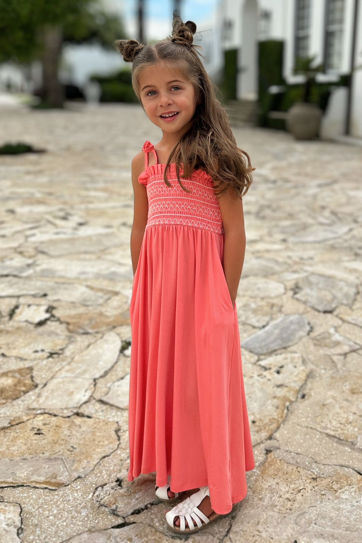 LB Girl's Dress Stella Maxi (shell pink) FINAL SALE