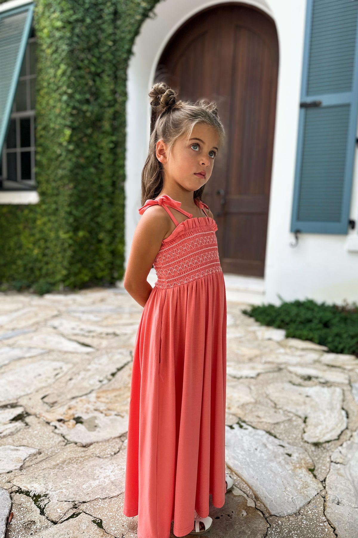 LB Girl's Dress Stella Maxi (shell pink) FINAL SALE