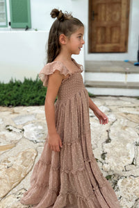 SS Girl's Dress Marabella Dress (mocha swiss dot)