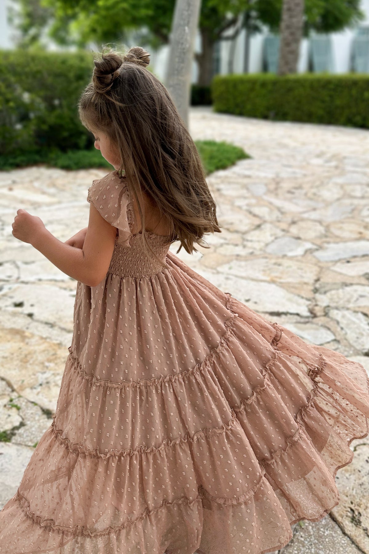 SS Girl's Dress Marabella Dress (mocha swiss dot)