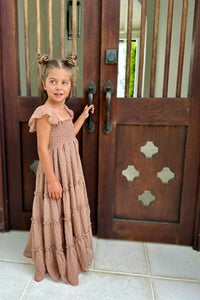 SS Girl's Dress Marabella Dress (mocha swiss dot)