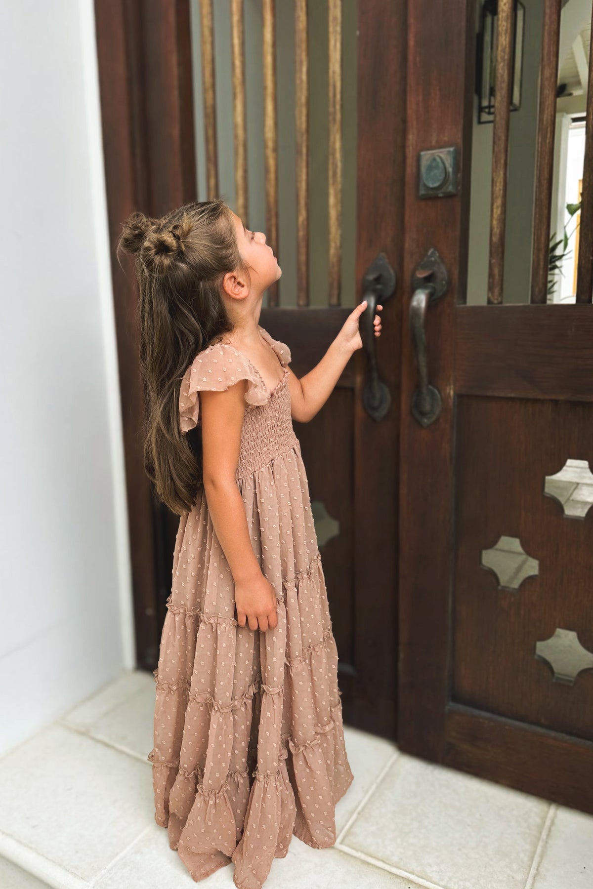 SS Girl's Dress Marabella Dress (mocha swiss dot)