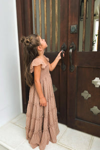 SS Girl's Dress Marabella Dress (mocha swiss dot)
