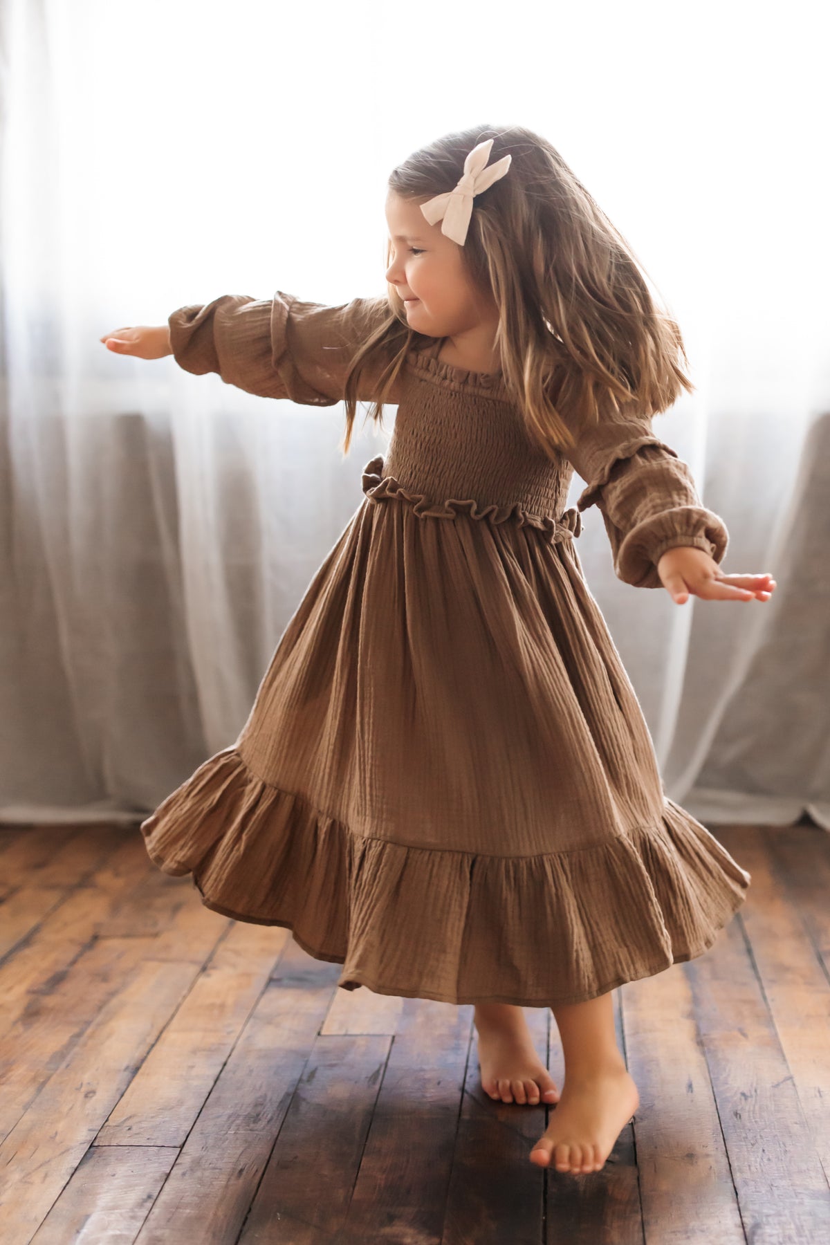 SS Girl's Dress Pippa Dress (mocha muslin)