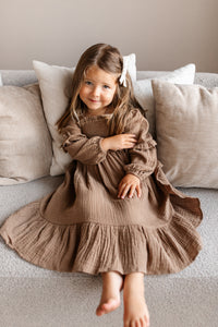 SS Girl's Dress Pippa Dress (mocha muslin)