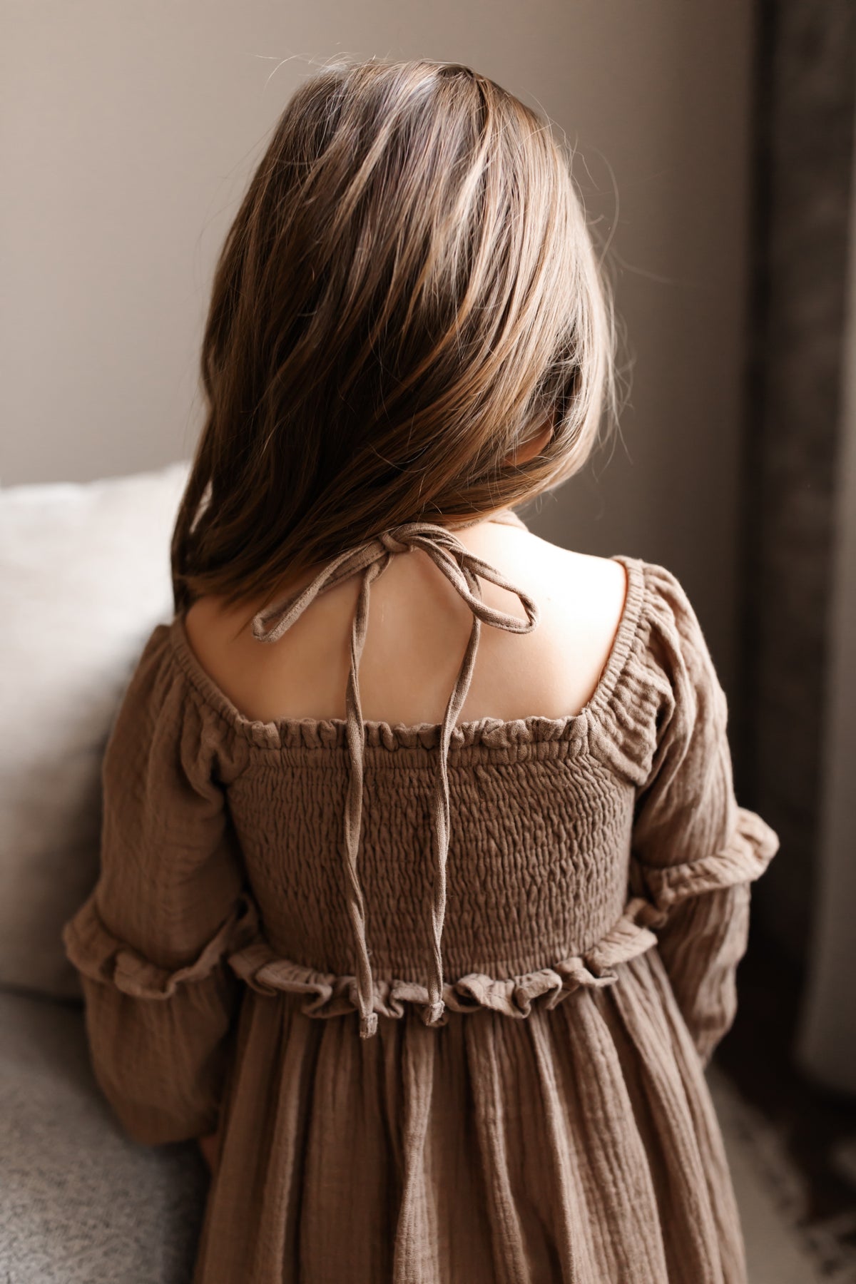 SS Girl's Dress Pippa Dress (mocha muslin)
