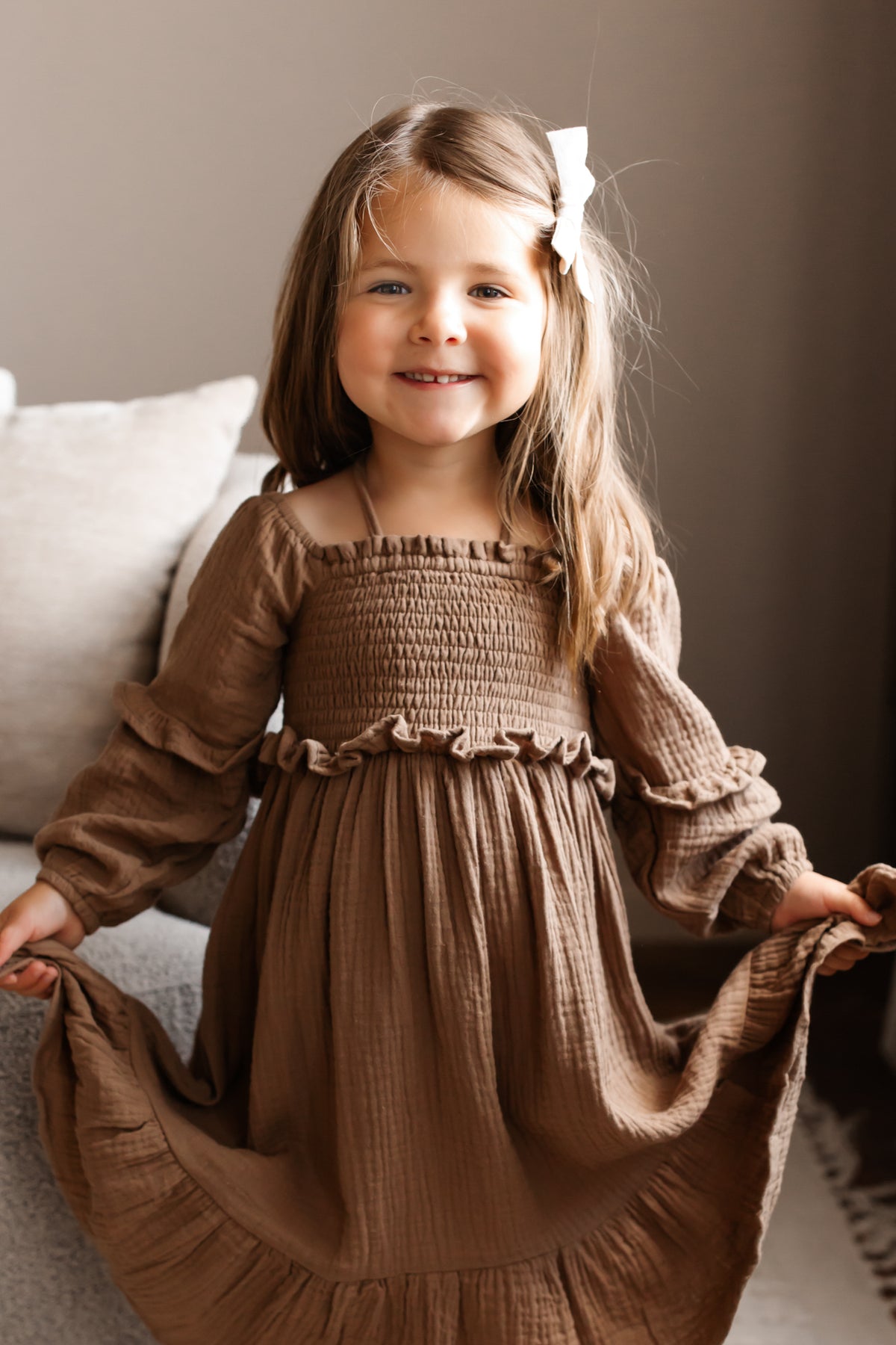 SS Girl's Dress Pippa Dress (mocha muslin)