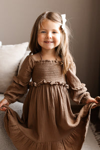 SS Girl's Dress Pippa Dress (mocha muslin)