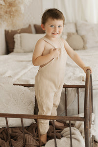 SS Boy's Romper Grady Romper (latte muslin)