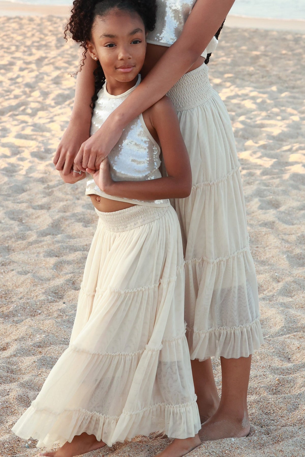 SS Girl's Top Faye Halter (natural sequin)